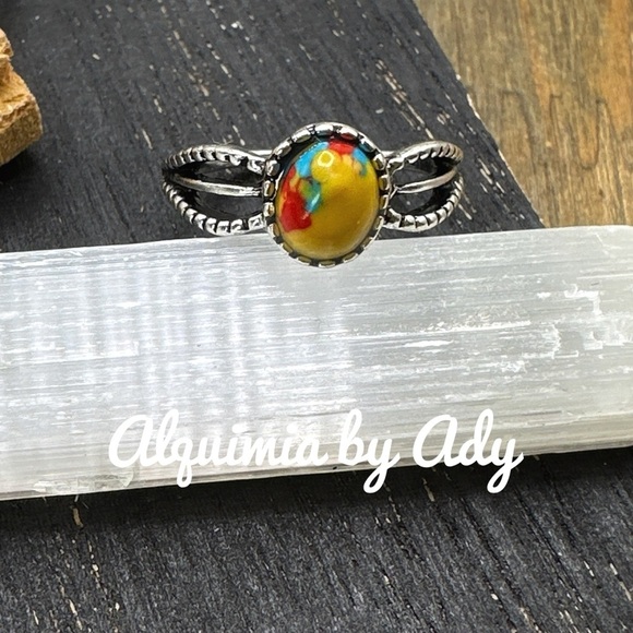 Dainty mosaic turquoise ring - Picture 1 of 1